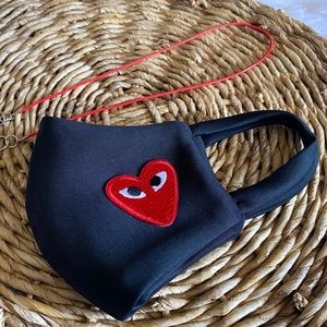 Face Mask Embroidered Heart w/ Lanyard